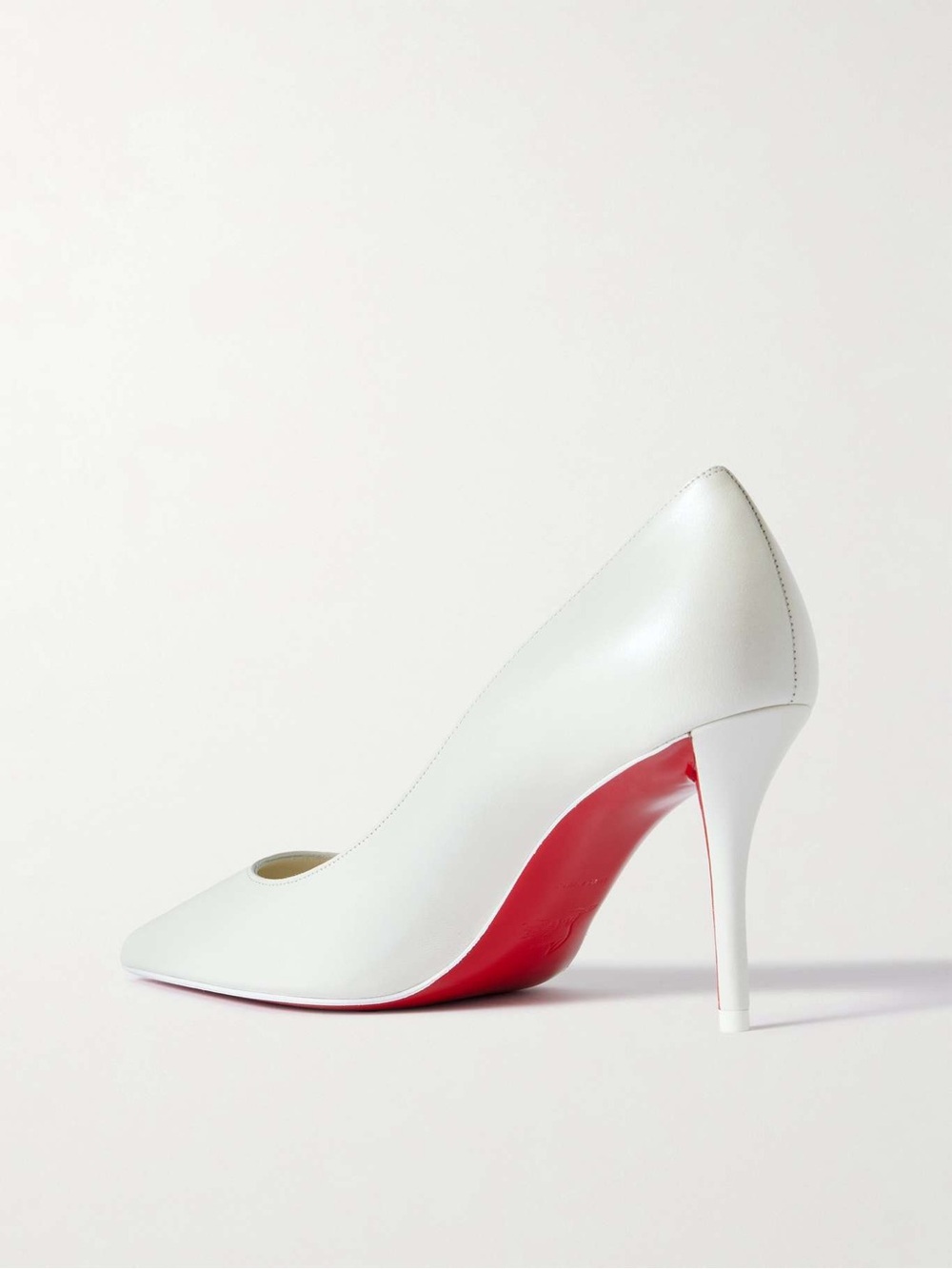 Christian Louboutin White Pointed-Toe Pumps with Red Heel - Picture 5 of 14